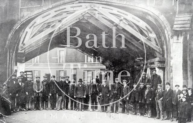 Arch in Brunel's viaduct and Lyncombe Place, Bath c.1905