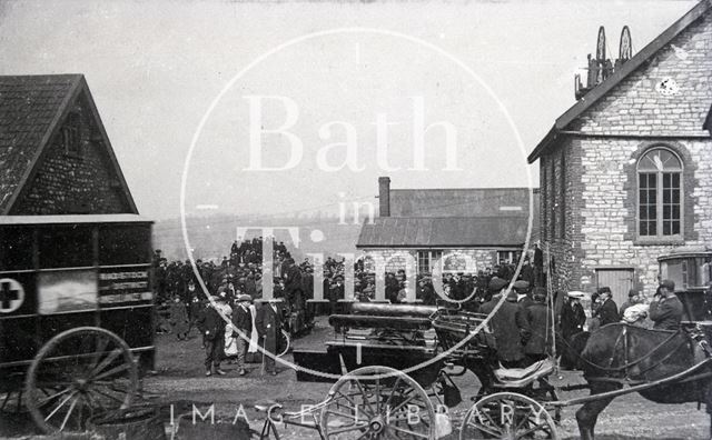 Radstock and District Ambulance Van and horse-drawn carriage, Norton Hill Colliery, Midsomer Norton, somerset 1908