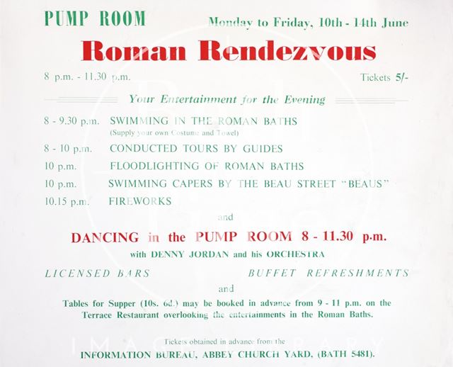 Roman Rendezvous, Pump Room, Bath 1963