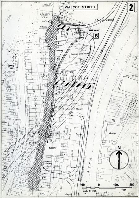 Primary relief road and start of the proposed tunnel, Walcot Street, Bath 1972