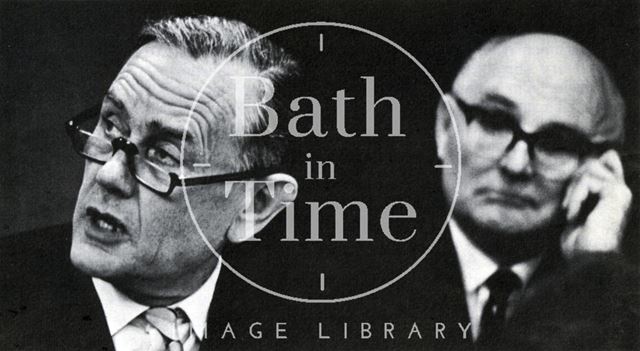 Professor Colin Buchanan and Alderman Berry, Chairman of Bath's Planning Committee, Bath 1965