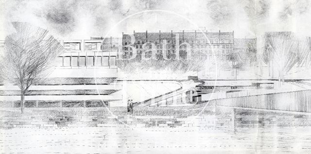 Artist's impression of the eastern portal of the proposed A4 road tunnel, Bath 1965