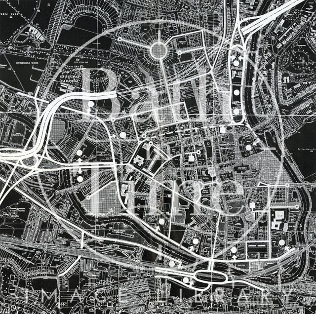 Overview of the proposed transport improvements from the Buchanan Plan, Bath 1965