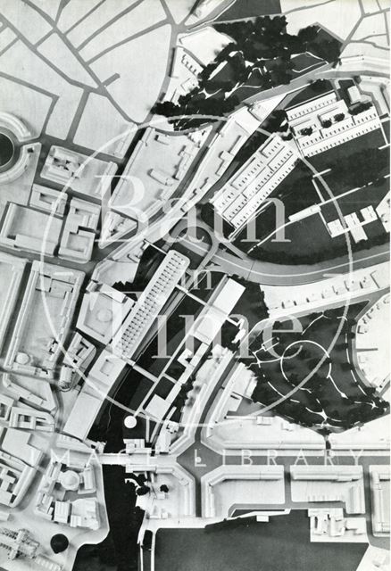 View of the proposals from above the Walcot Street area, Bath 1966