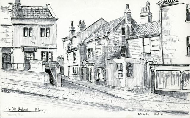 60, Holloway (peviously 1, Paradise Place) and The Young Fox, Old Orchard, Holloway, Bath 1964