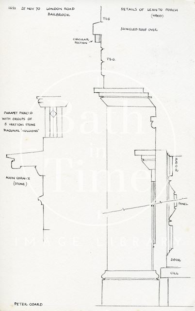 Porch details, Southbrook, 19, London Road West, Bailbrook 1970