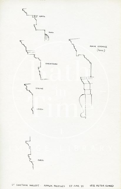 Various profiles, St. Swithin's Church, Walcot, Bath 1975