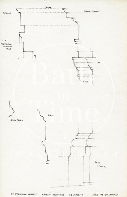 Various profiles, St. Swithin's Church, Walcot, Bath 1975