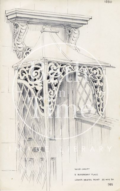 Wooden canopy, 6, Rosebery Place, Lower Bristol Road, West Twerton, Bath 1970