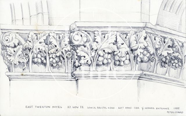 Detail of capital, East Twerton Hotel, 5, St. Peter's Terrace, Lower Bristol Road, East Twerton, Bath 1972