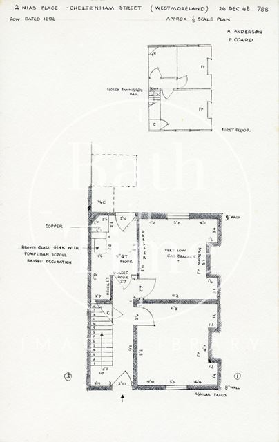 Floor plans, 2, Nias Place, off Cheltenham Street, Bath 1968