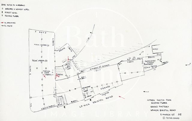 Second floor plan, W & R. Cook Ltd., wholesale clothiers, Lower Mills, Lower Bristol Road, Twerton, Bath 1965