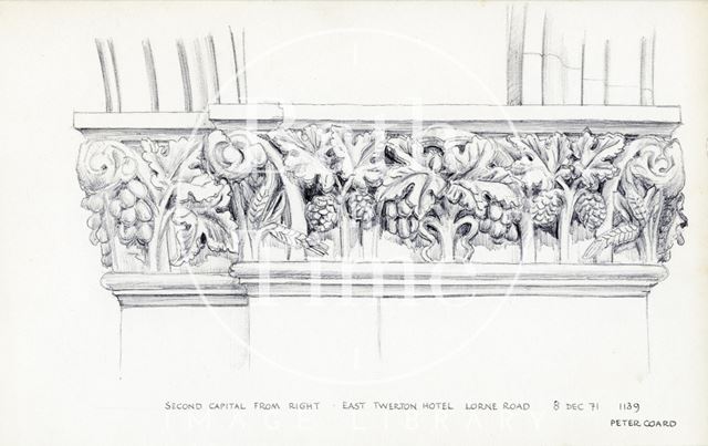 Detail of capital, East Twerton Hotel, 5, St. Peter's Terrace, Lower Bristol Road, East Twerton, Bath 1971