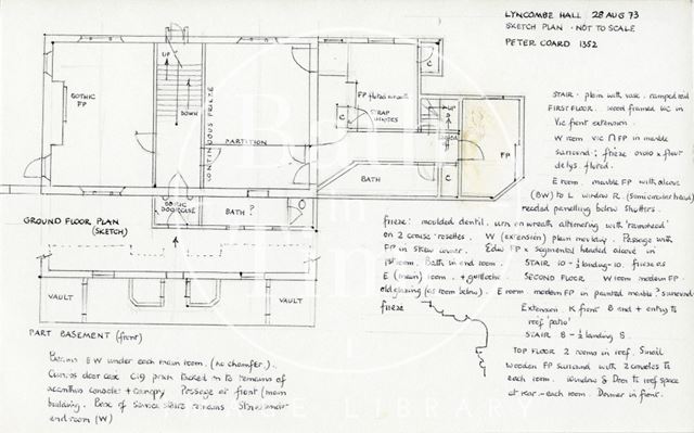 Floor plans, Lyncombe Hall, Lyncombe Vale Road, Bath 1973