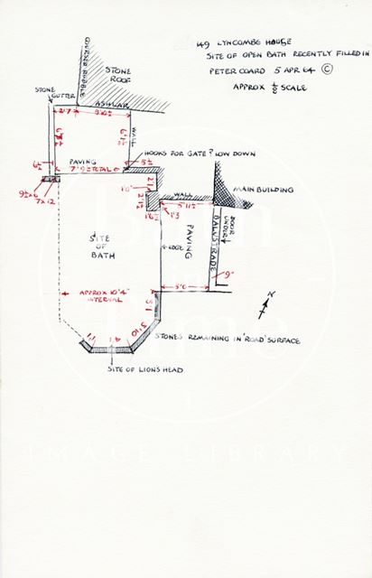 Site plan of open bath, Lyncombe House, Lyncombe Vale, Bath 1964