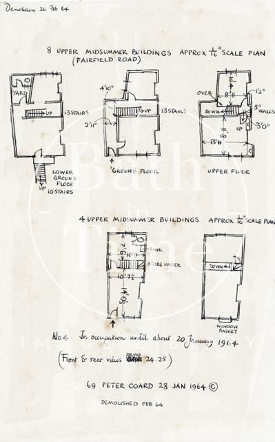 4 & 8, Upper Midsummer Buildings, Fairfield Road, Bath 1964