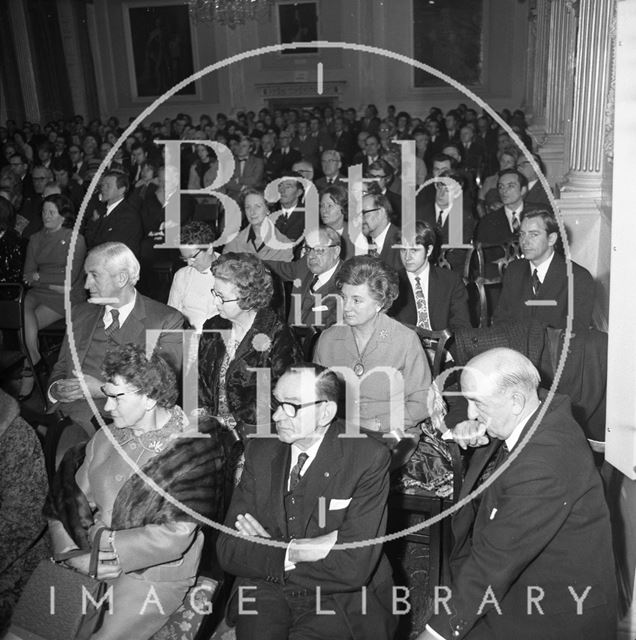 Sir John Betjeman talks to the Institute of Bankers, Guildhall, Bath 1971