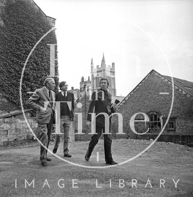 Lord Snowdon, Adam Fergusson and Robert Henshaw of the Bath Preservation Trust 1972