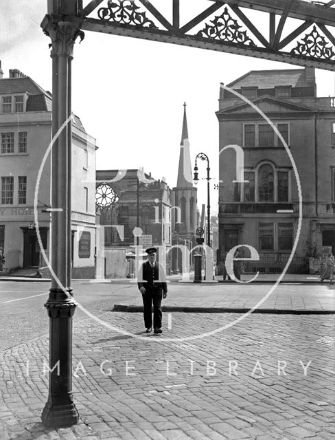 The bombed out shell of Holy Trinity Church, James Street West, Bath c.1946