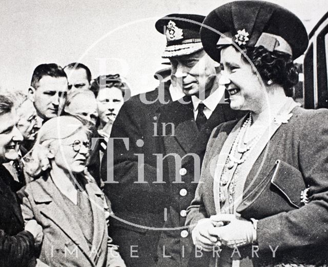 King George VI and Queen Elizabeth visit the bombed areas of Bath 1942