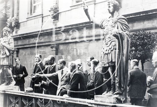 The Prince of Wales is shown the Roman Baths, Bath 1923