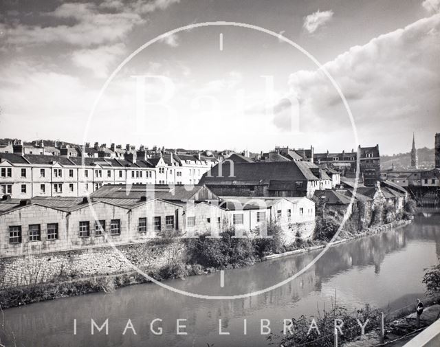 The riverside buildings on Grove Street, Bath c.1975