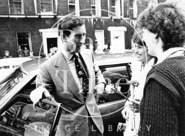 Prince Charles meeting two admirers, Bath 1980