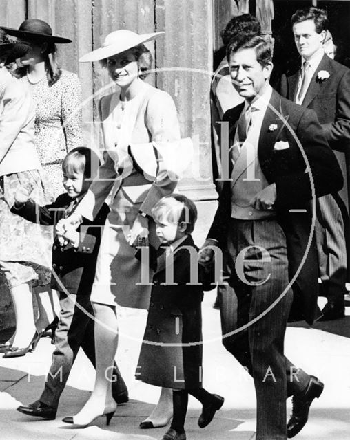 The Prince and Diana Princess of Wales outside Bath Abbey 1989