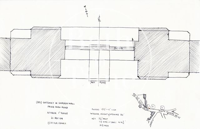 Gateway in garden wall, Prior Park Road, Bath 1964