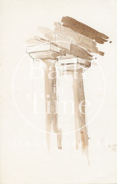 Watercolour study of Doric columns, Bath 1960s