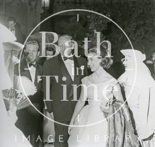 Princess Margaret with Lord Snowdon and Ted Leather, chairman of the Bath Festival Society 1962