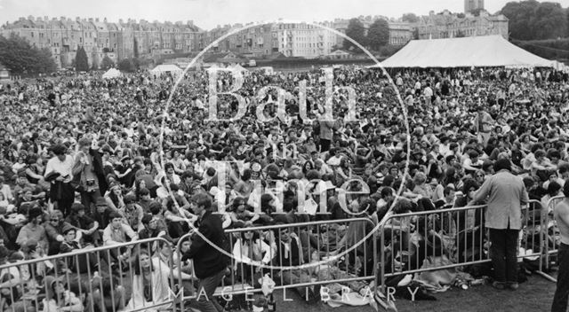 The 1969 Bath Blues Festival, crowds contained in the Recreation Ground