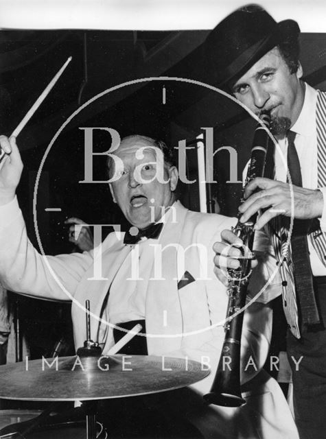 Acker Bilk with Ted Leather of the Bath Festival Society on the drums 1962