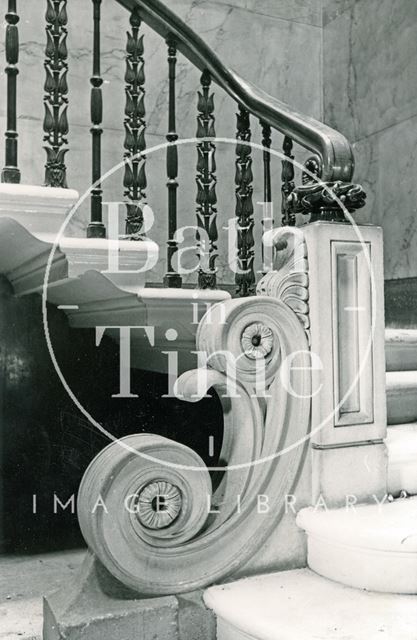 Base of main staircase, Wood House, Twerton, Bath c.1964