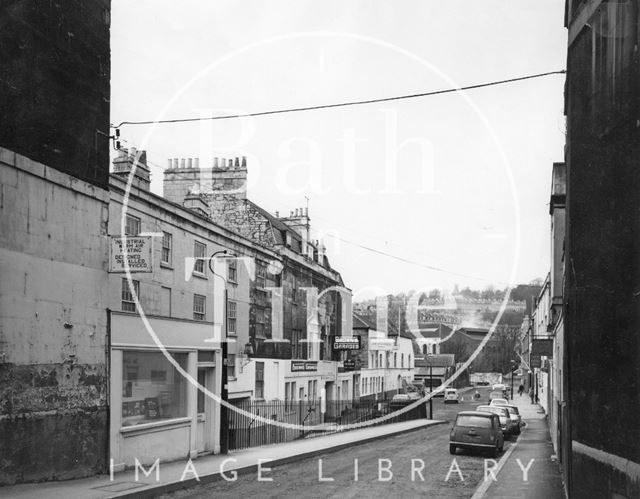 Looking down Grove Street before the development on the left, Bath c.1975