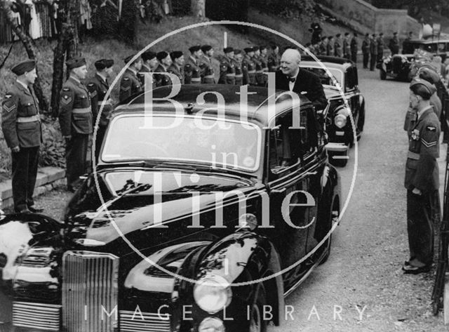 Winston Churchill leaving the Pavilion driving through a Guard of Honour, Bath 1950