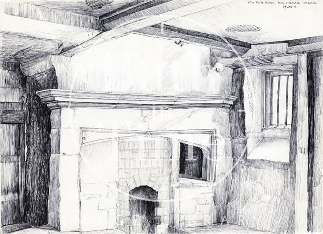 Hall fireplace, Warleigh near Bath 1971