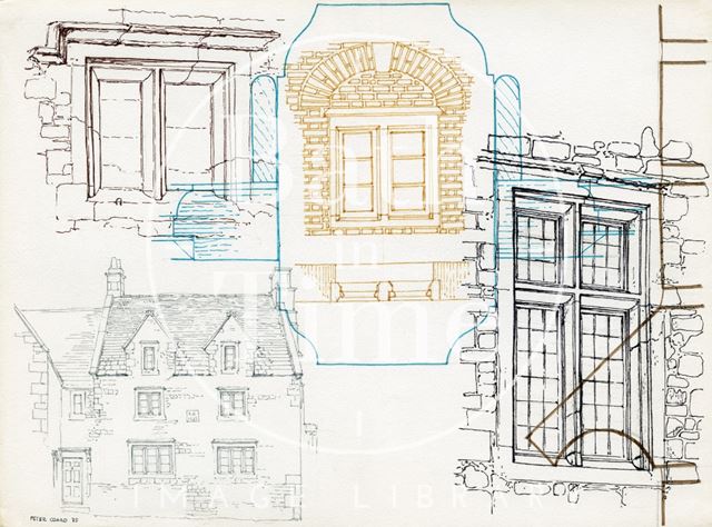 A coloured montage of drawings, created by Peter Coard, Bath c.1970?