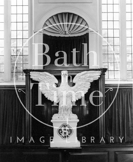 Close up of the eagle on the dais of the United Reformed Church, Vineyards, Bath 1983