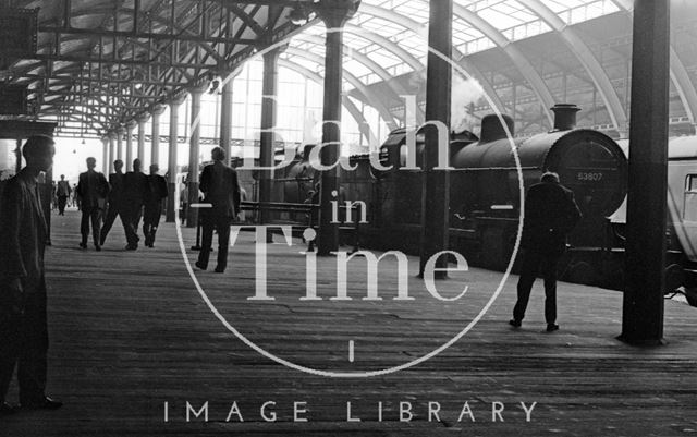 Enthusiasts gather at Green Park Station for possibly one of the last outings of the Somerset and Dorset Joint Railway, Bath 1964