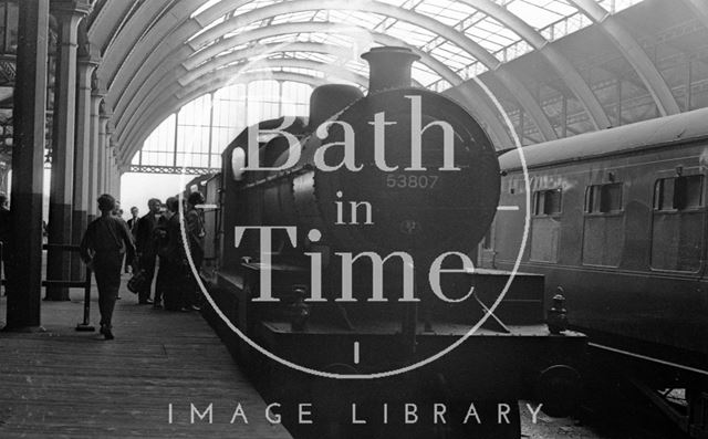 Enthusiasts gather at Green Park Station for possibly one of the last outings of the Somerset and Dorset Joint Railway, Bath c.1965