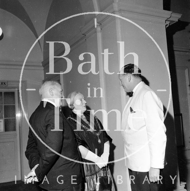 Mayor Mrs. Guielma Maw with Ted Leather, chairman of the Bath Festival Society 1962