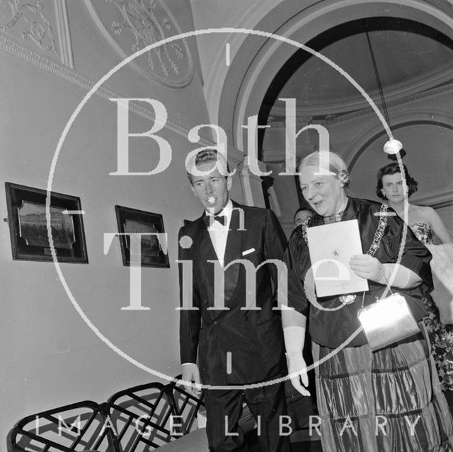 Lord Snowdon and Mayor Mrs. Guielma Maw in the Guildhall, Bath 1962