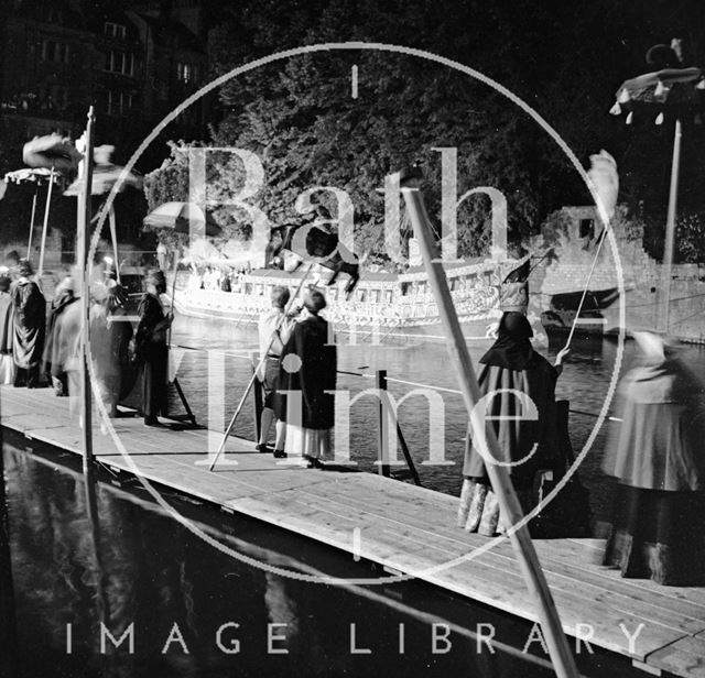 Performers at La Serenissima on a specially constructed pontoon on the river, Bath 1962