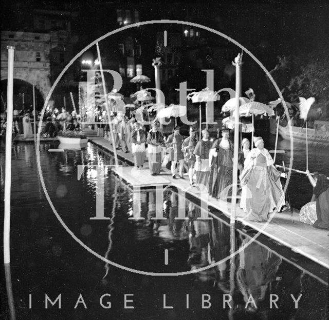 Performers at La Serenissima on a specially constructed pontoon on the river, Bath 1962