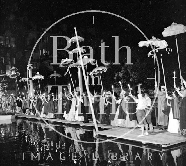 Performers at La Serenissima on a specially constructed pontoon on the river, Bath 1962