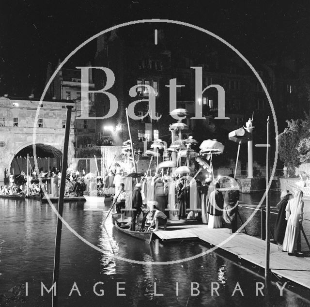 Performers at La Serenissima on a specially constructed pontoon on the river, Bath 1962