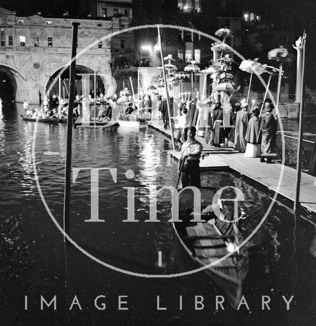 A specially constructed pontoon was built for performers and guests to La Serenissima, Bath 1962