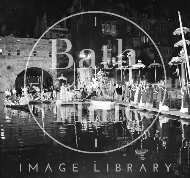 A specially constructed pontoon was built for performers and guests to La Serenissima, Bath 1962