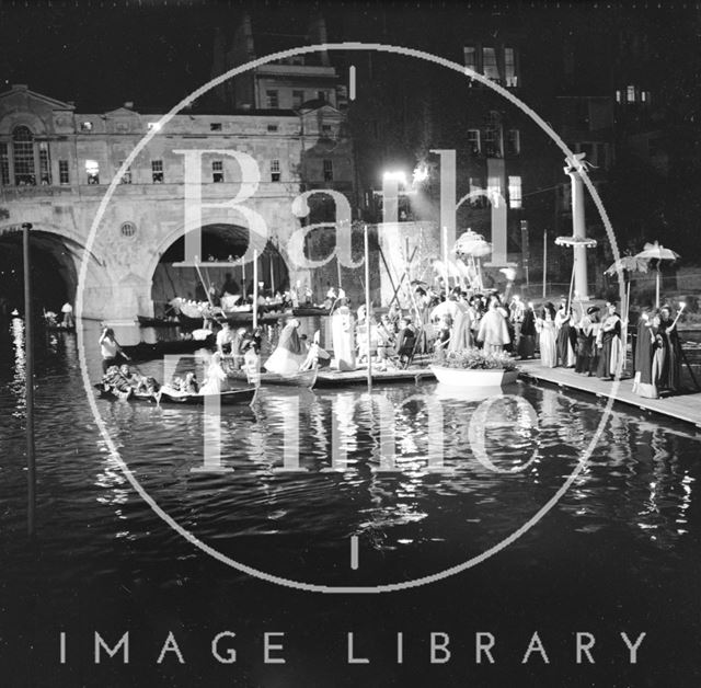 A specially constructed pontoon was built for performers and guests to La Serenissima, Bath 1962